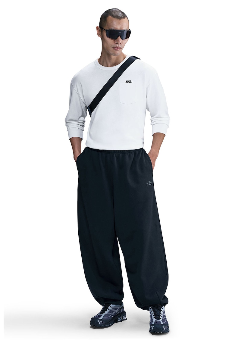 Pantaloni de trening din fleece cu croiala lejera Club - Negru