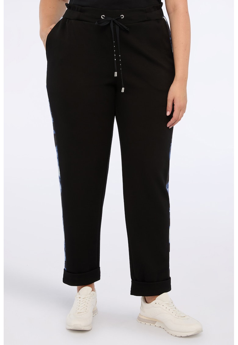 Pantaloni de trening cu segmente laterale cu imprimeu - Negru/Albastru deschis