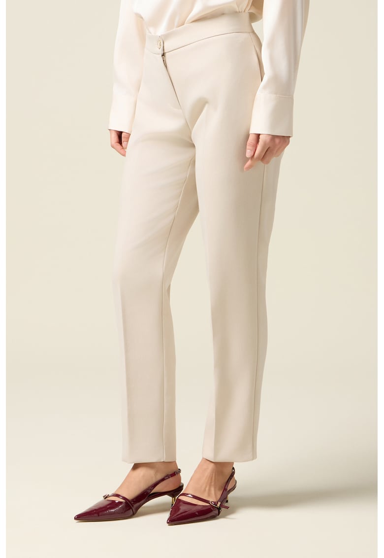 Pantaloni drepti cu pensa - Bej