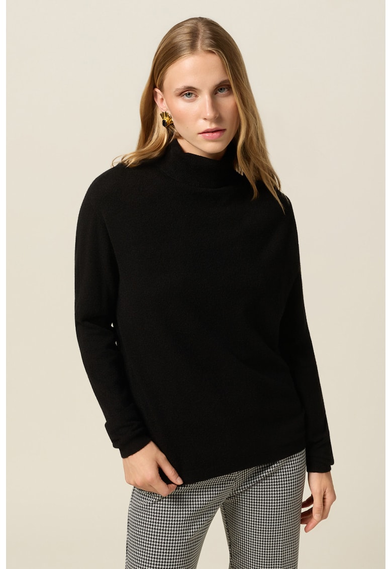 Pulover uni cu guler inalt - Negru