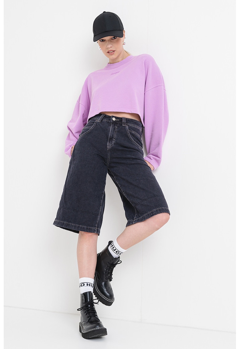 Bluza de trening crop cu croiala lejera Derissa - Lila