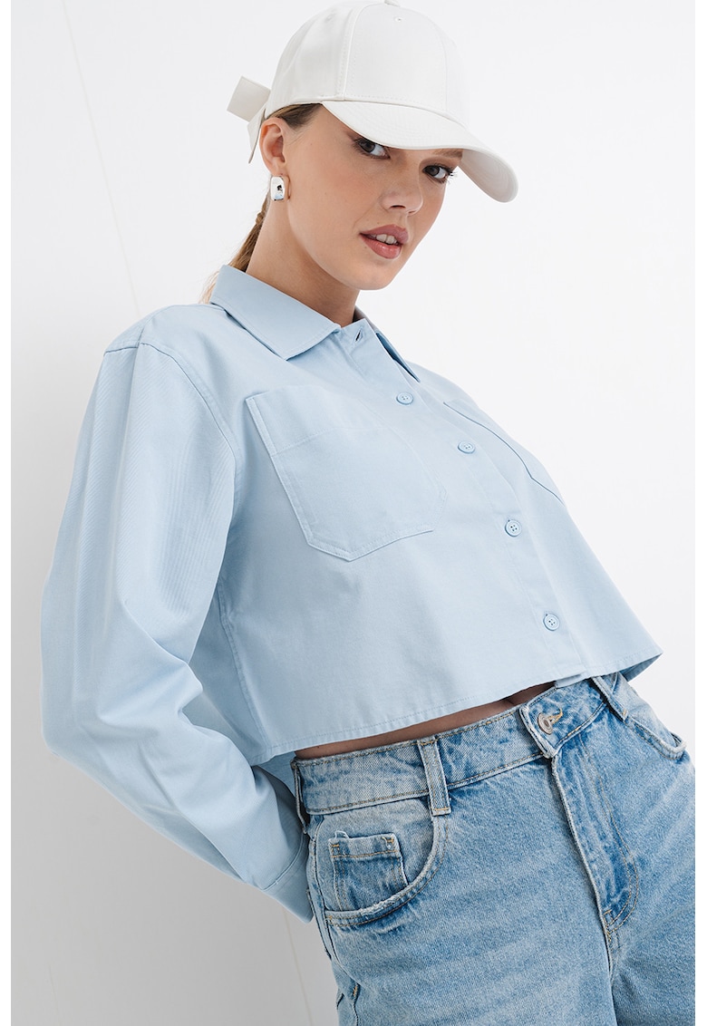 Camasa crop Edia - Albastru deschis