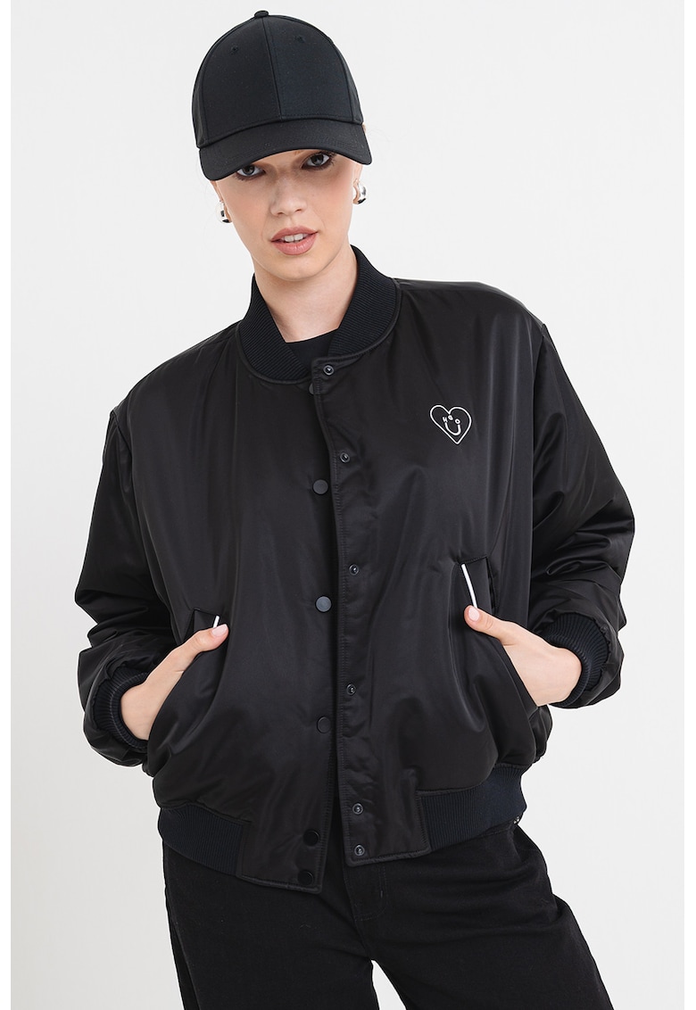 Jacheta bomber cu capse - Negru