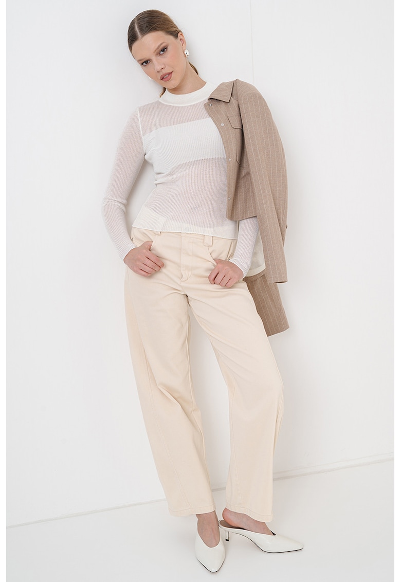 Pulover slim fit Slumy - Alb murdar