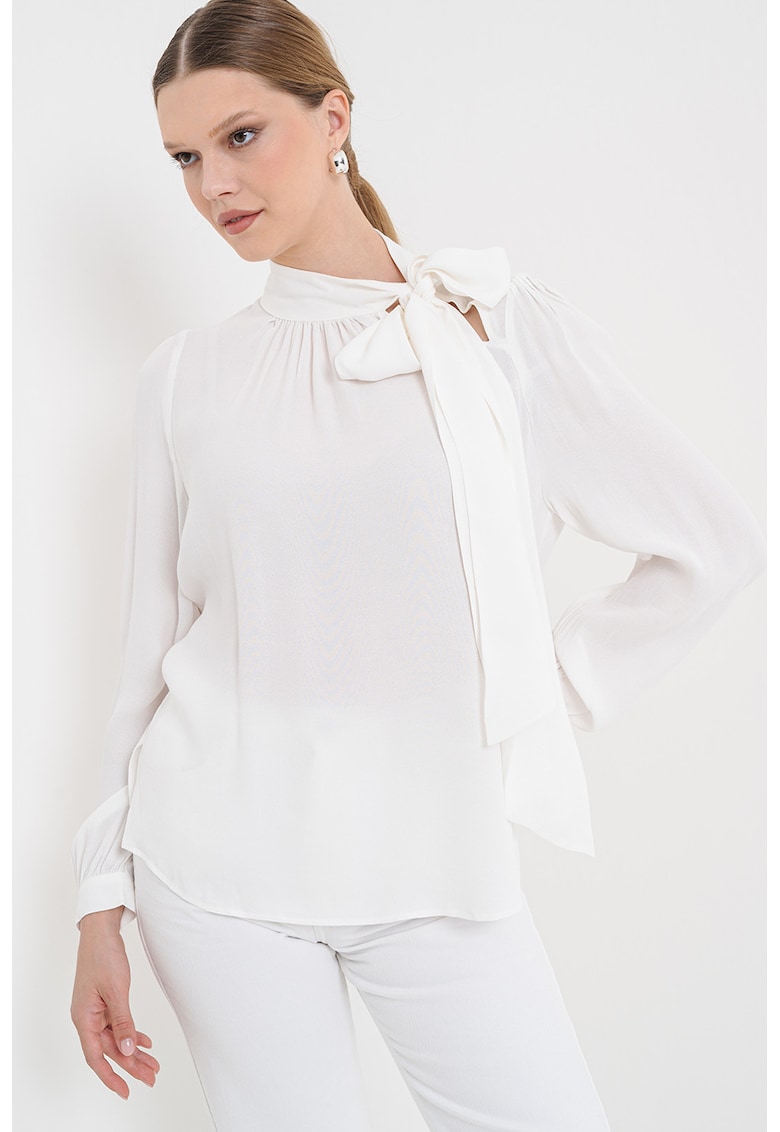 Bluza cu guler cu esarfa Cerela - Alb