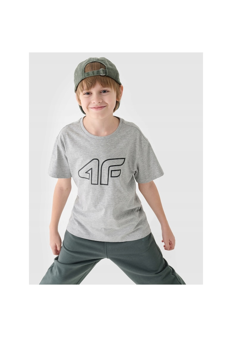 Tricou copii -  oversized - gri - bumbac