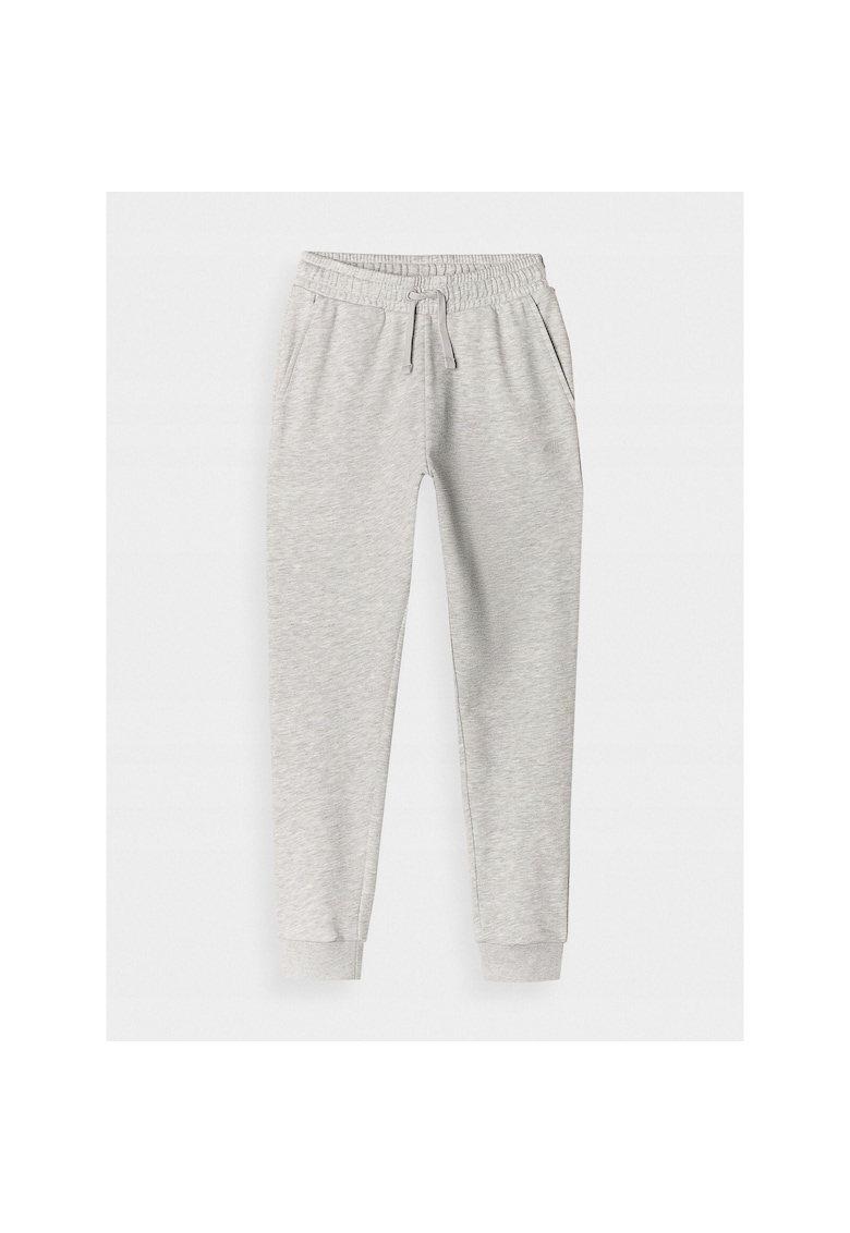 Pantaloni sport  pentru fete - gri - material bumbac - 2 buzunare - croiala normala