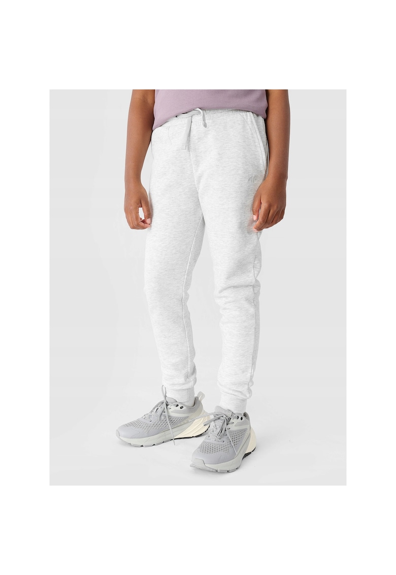 Pantaloni sport  pentru fete - gri - croiala confortabila - material din bumbac si poliester