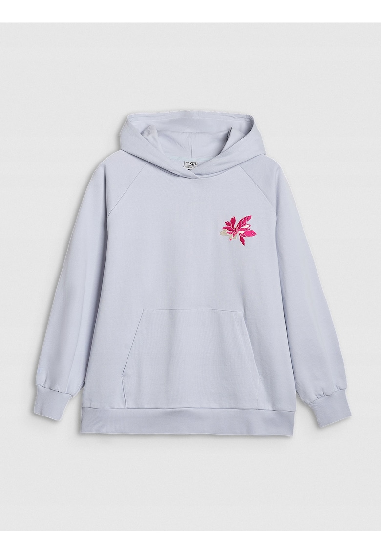 Hanorac  oversized - albastru - bumbac - gluga - fara fermoar