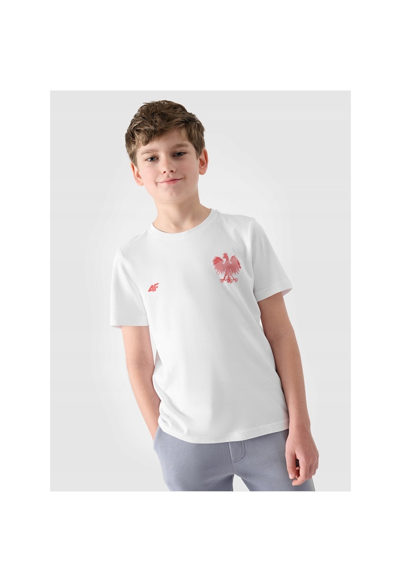 Tricou Copii  Junior Suporter - Bumbac 100% - Regular Fit - Model Unisex - Imprimeu Vultur - Culoare Neutra - Ideal Sport/Casual
