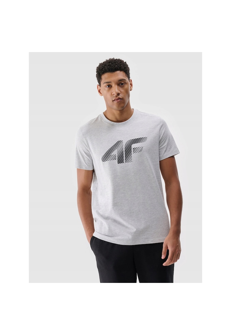 Tricou sport barbatesc  imprimeu - gri - bumbac