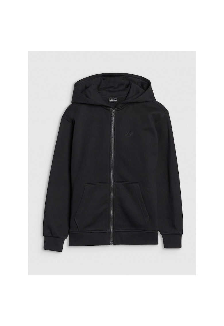 Hanorac pentru fete -  Bumbac/Poliester - Cu fermoar - Oversize - Negru