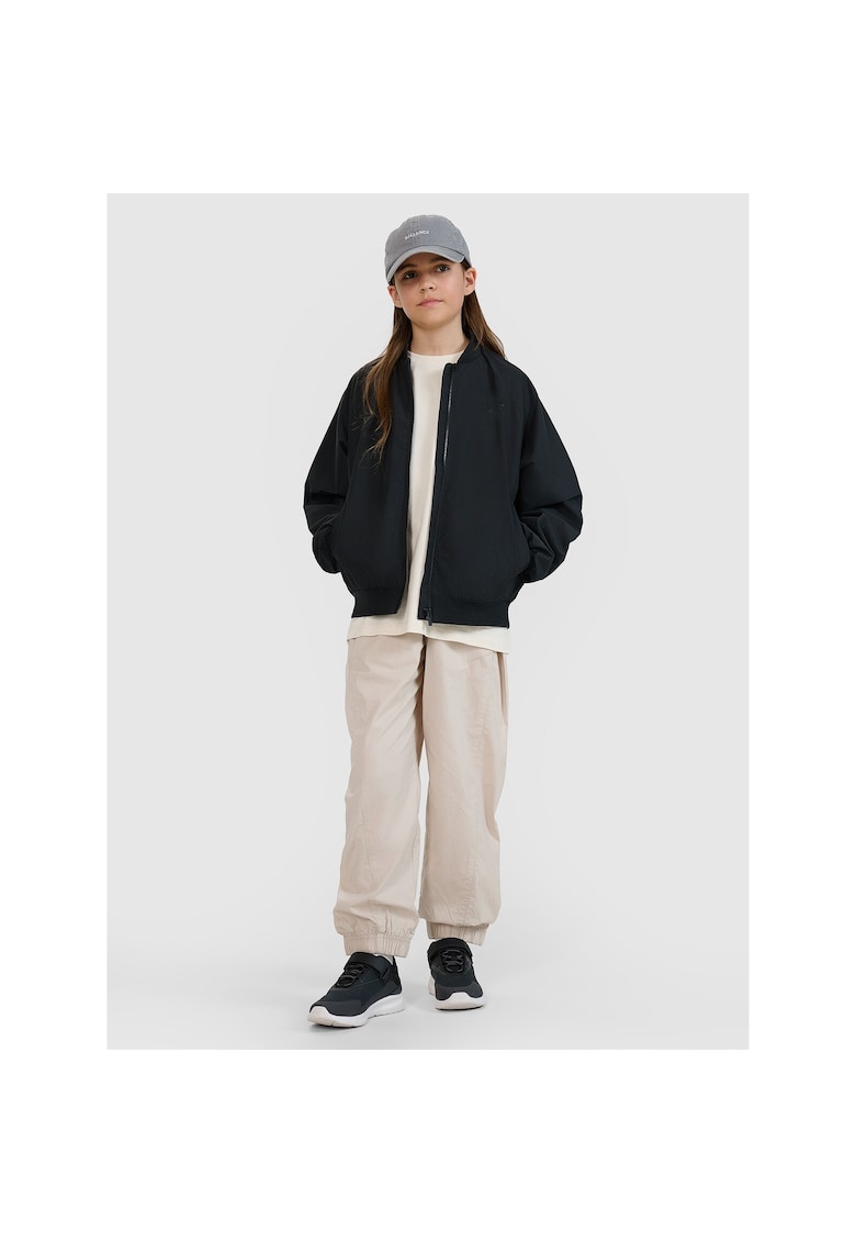Jacheta bomber pentru fete  neagra - sintetic - croiala oversize - fara gluga