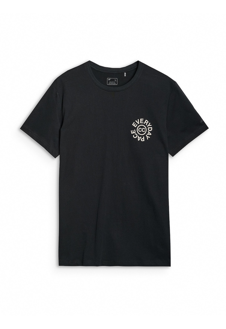 Tricou Barbati  Bumbac 100% - Negru Intens - Imprimeu "Everyday Pace" - Marimi S-3XL - Sportstyle Casual-SS25