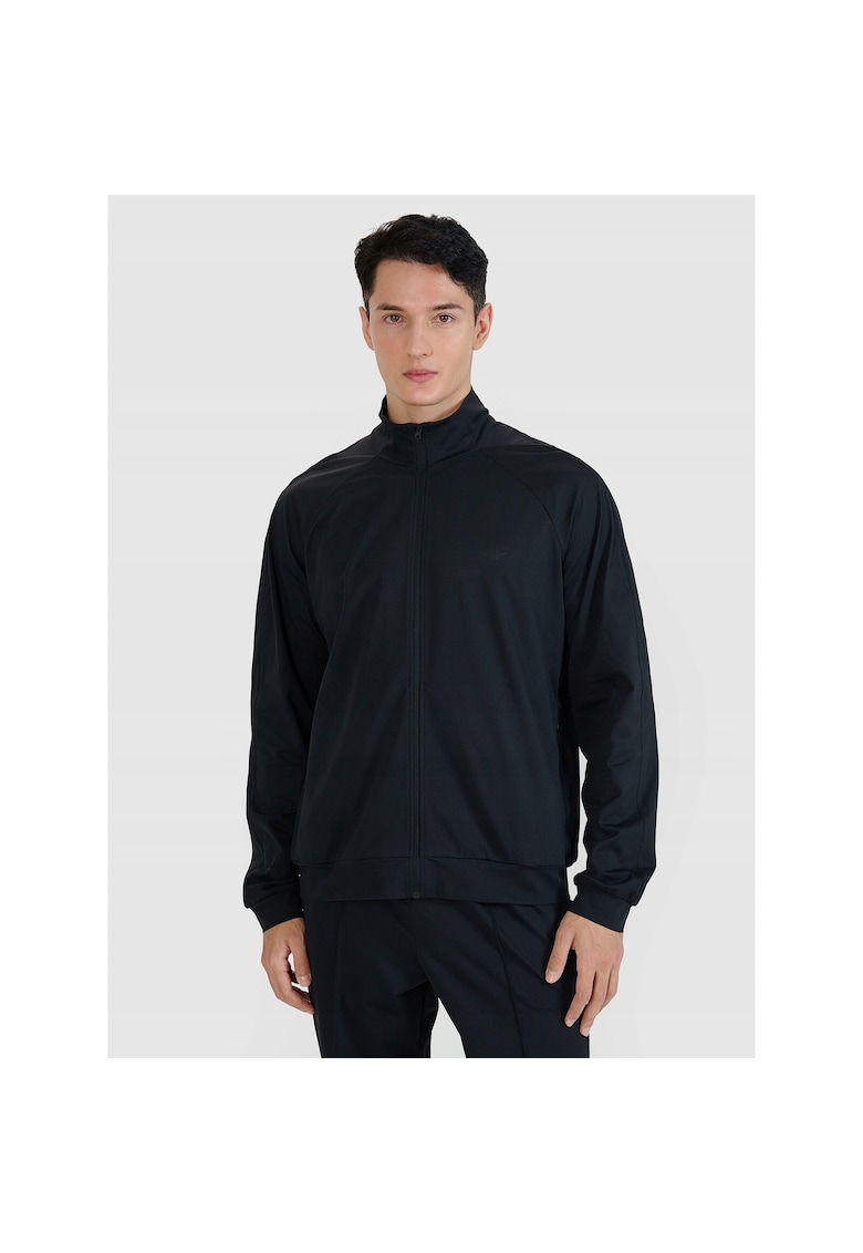 Hanorac sport barbati -  antrenament - fermoar - negru - fibre sintetice