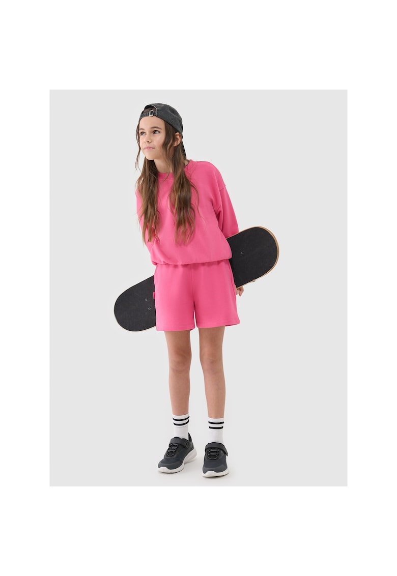 Pantaloni scurti copii  supradimensionati - 80% bumbac - roz - fara captuseala