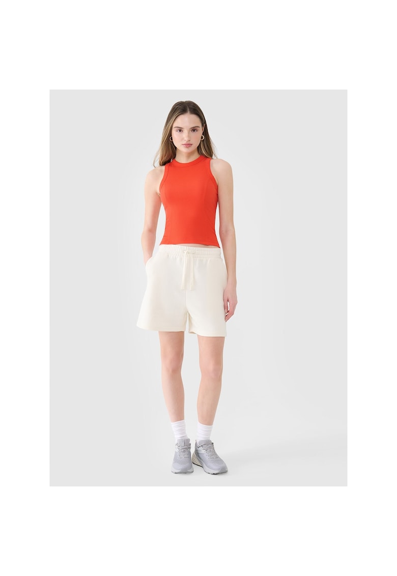Pantaloni scurti de sport  supradimensionati - alb - bumbac 85% - fara captuseala