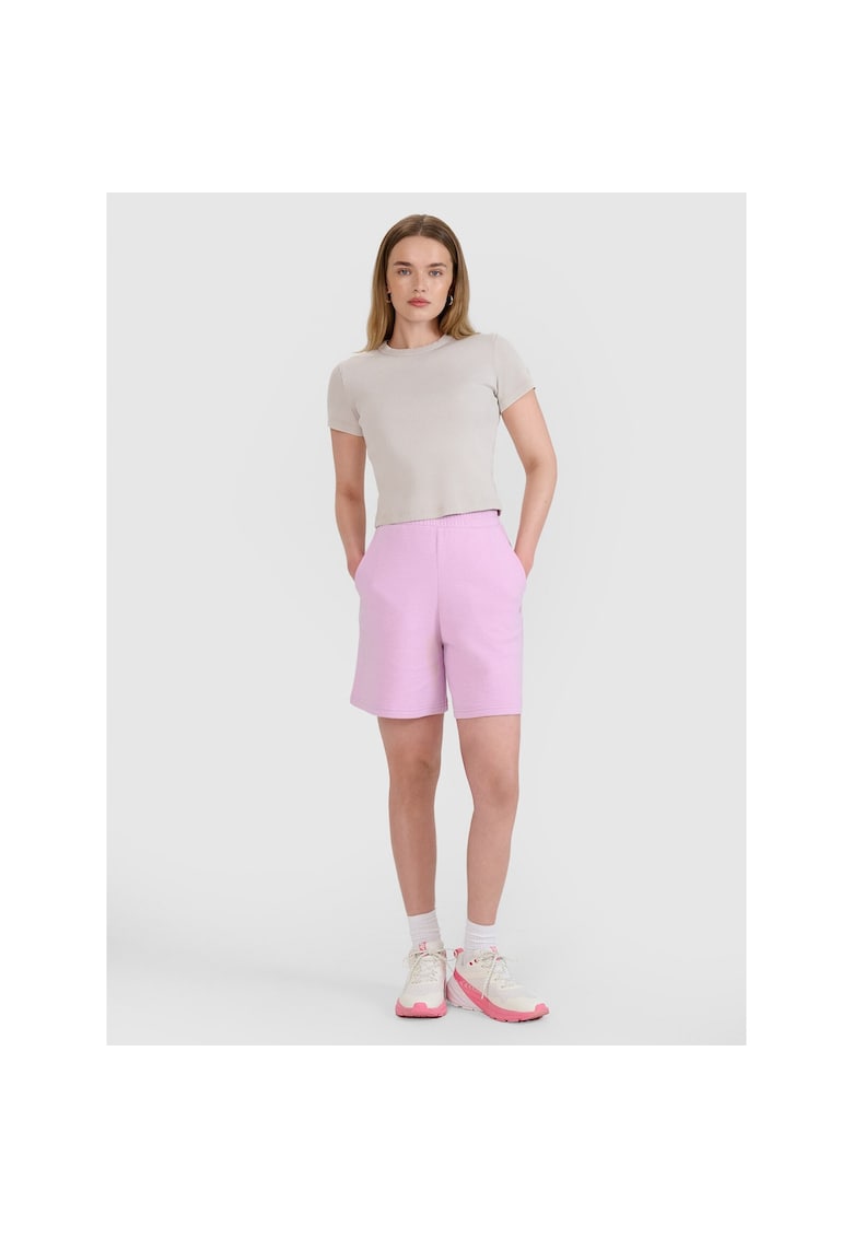 Pantaloni scurti de transpiratie dama -  roz - 60% bumbac - 40% poliester