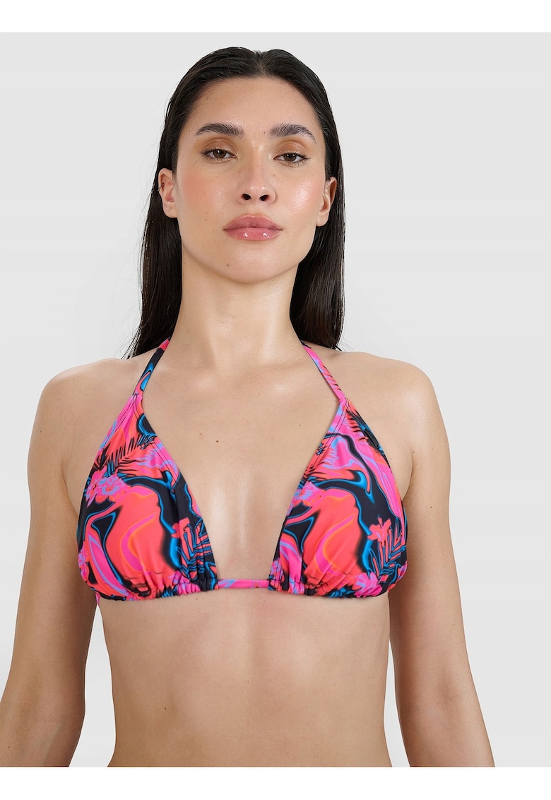 Top bikini  croiala halter - cupe triunghiulare - material sintetic