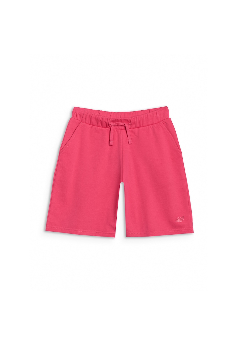 Pantaloni scurti pentru fete  roz - oversize - din bumbac si poliester - fara captuseala