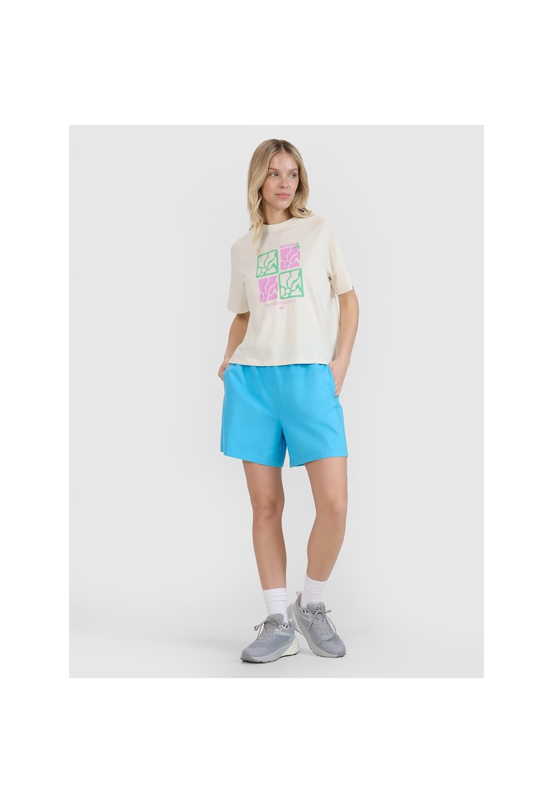 Pantaloni scurti casual dama -  albastru - bumbac