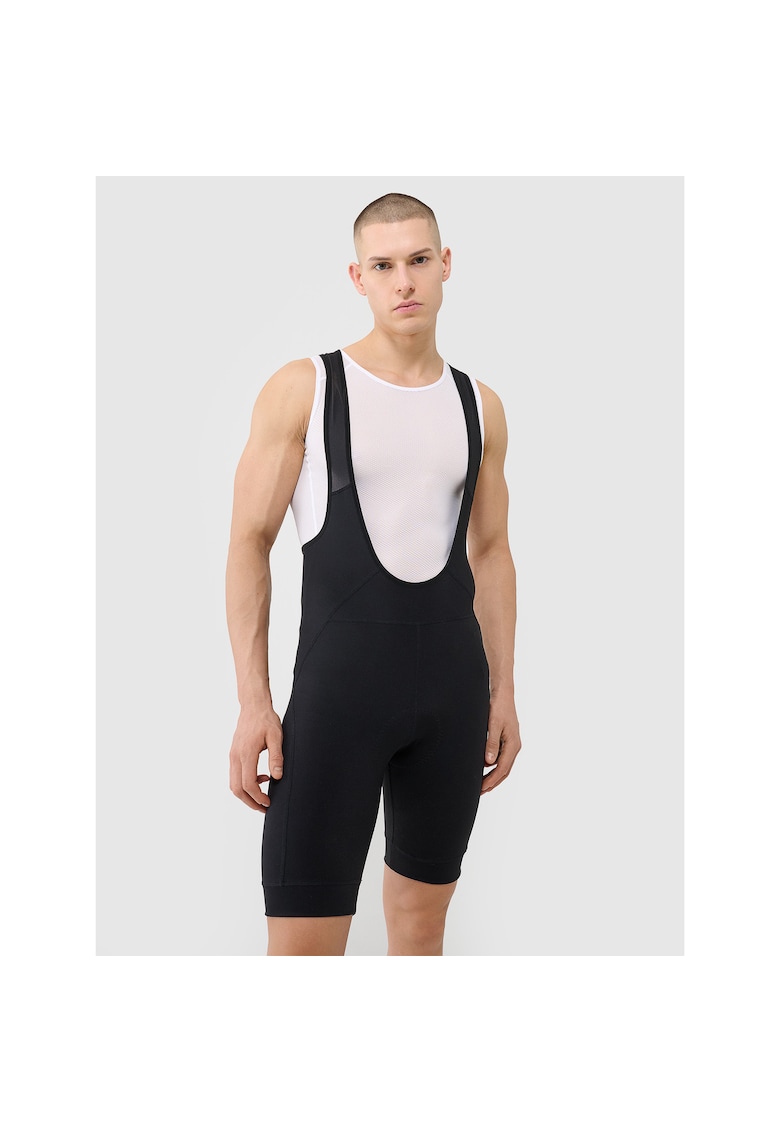 Pantaloni scurti ciclism  gel - negru - material sintetic - cu bretele