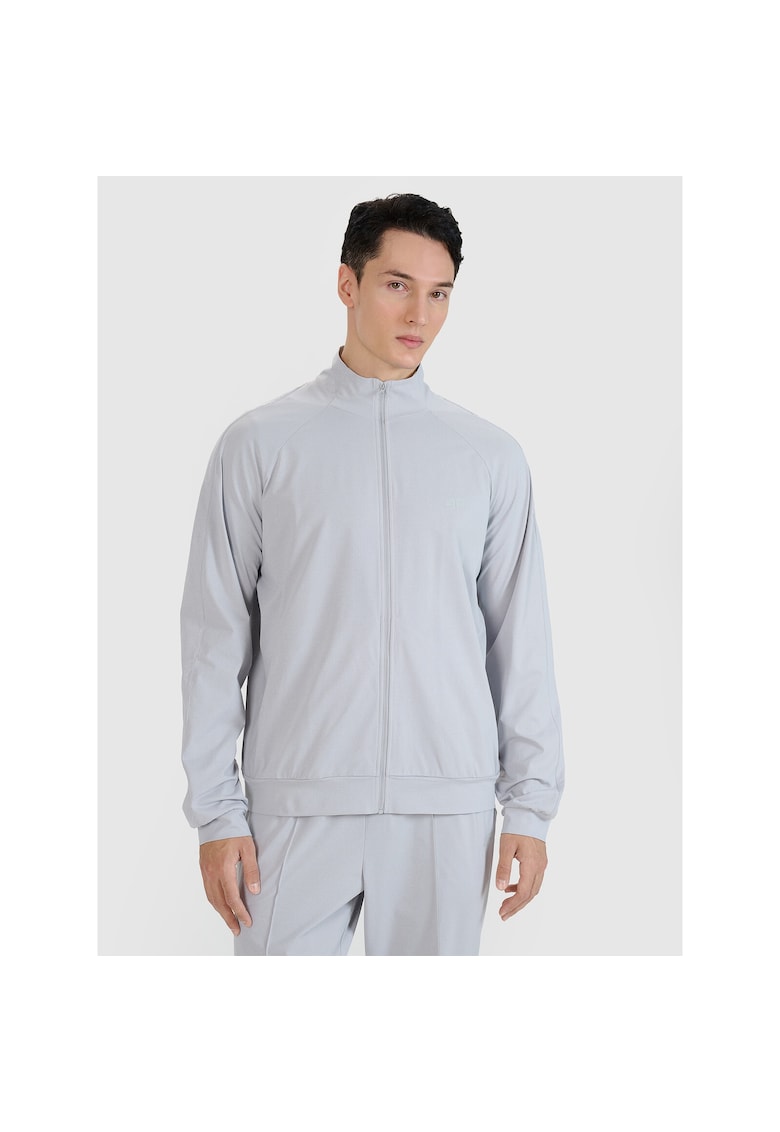 Hanorac sport barbati  cu fermoar - Gri - material sintetic - pentru antrenament