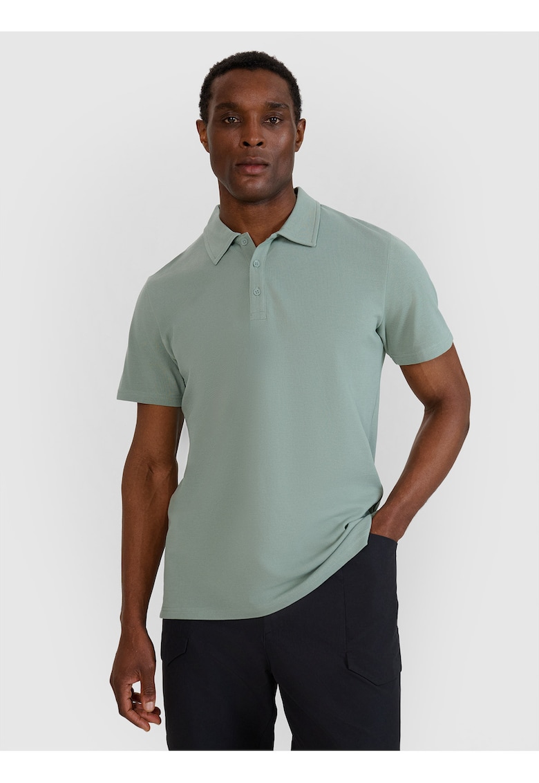 Tricou polo barbat -  bumbac - verde masliniu - croiala normala - guler clasic cu 3 nasturi