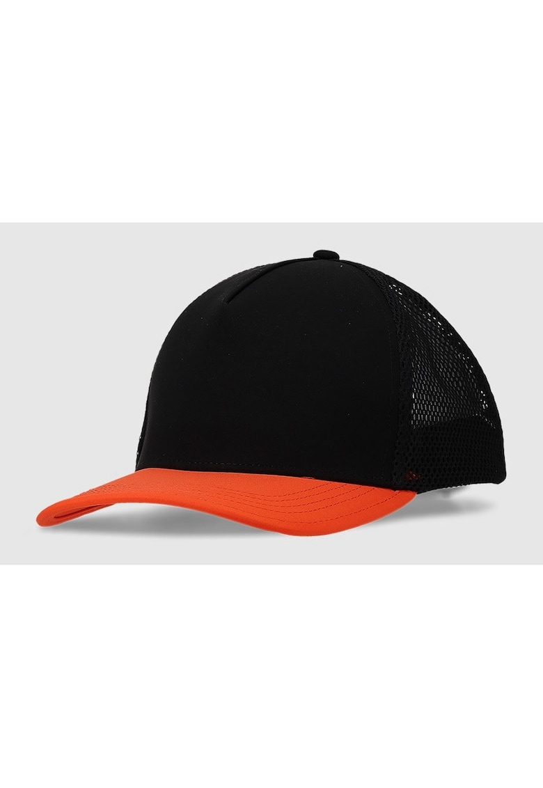 Sapca unisex -  model trucker - sintetic - negru/portocaliu
