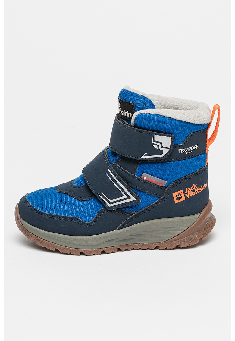 Ghete cu velcro si garnituri textile - Albastru