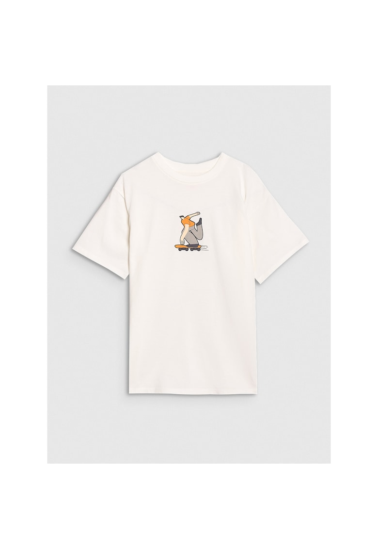 Tricou baieti JRSS25TTSHM2641-11S - 4F - Bumbac - Alb