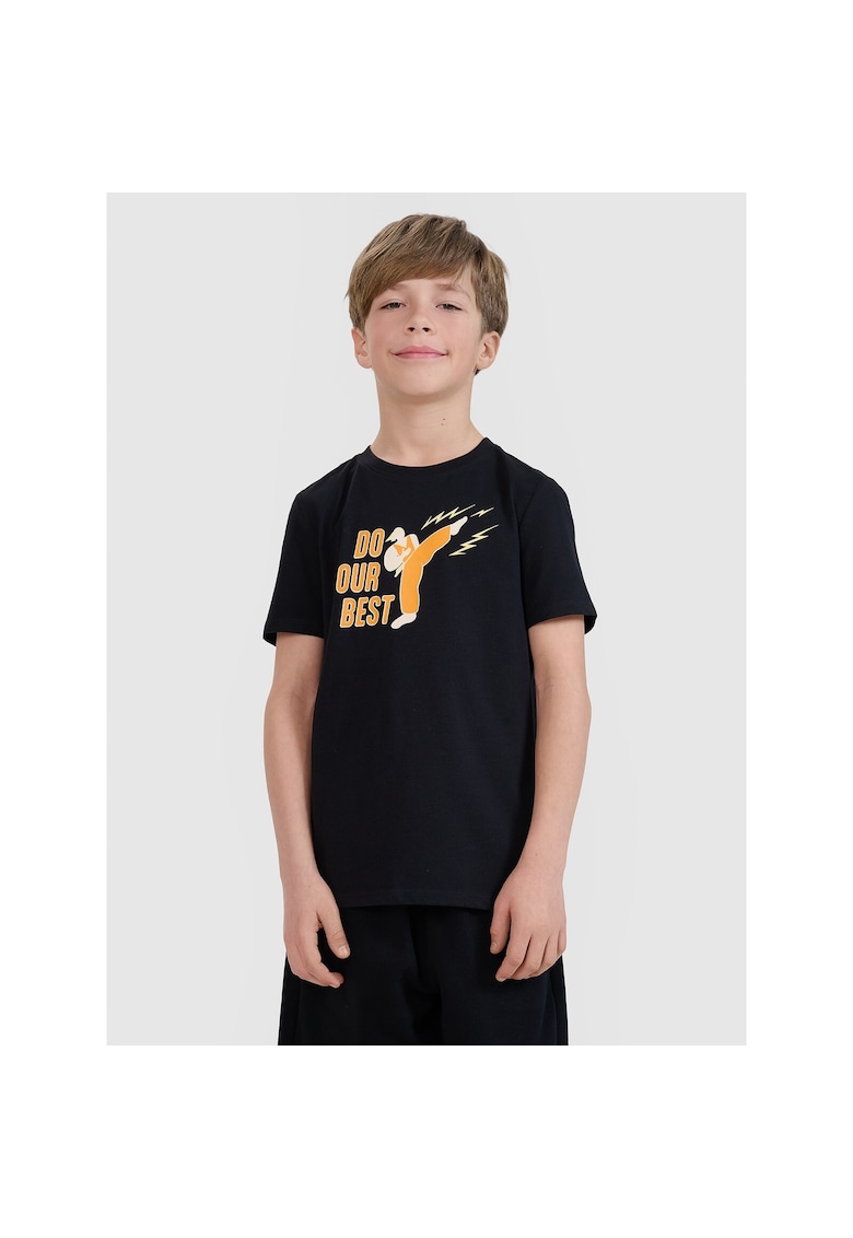 Tricou copii JRSS25TTSHM2643-20S - 4F - Bumbac - Negru