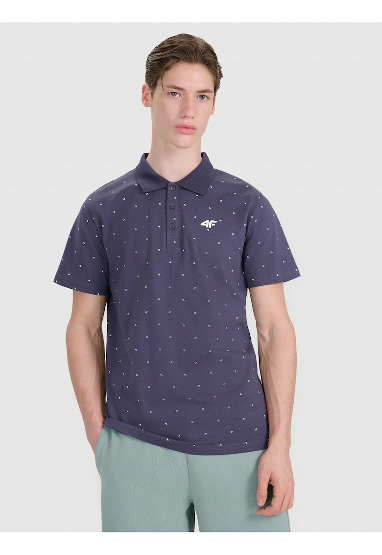 Tricou polo barbati  gri - 100% bumbac - croiala regulata - imprimeu integral