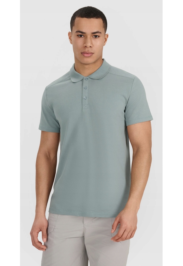Tricou polo barbat  kaki - bumbac - croiala regulata - gri