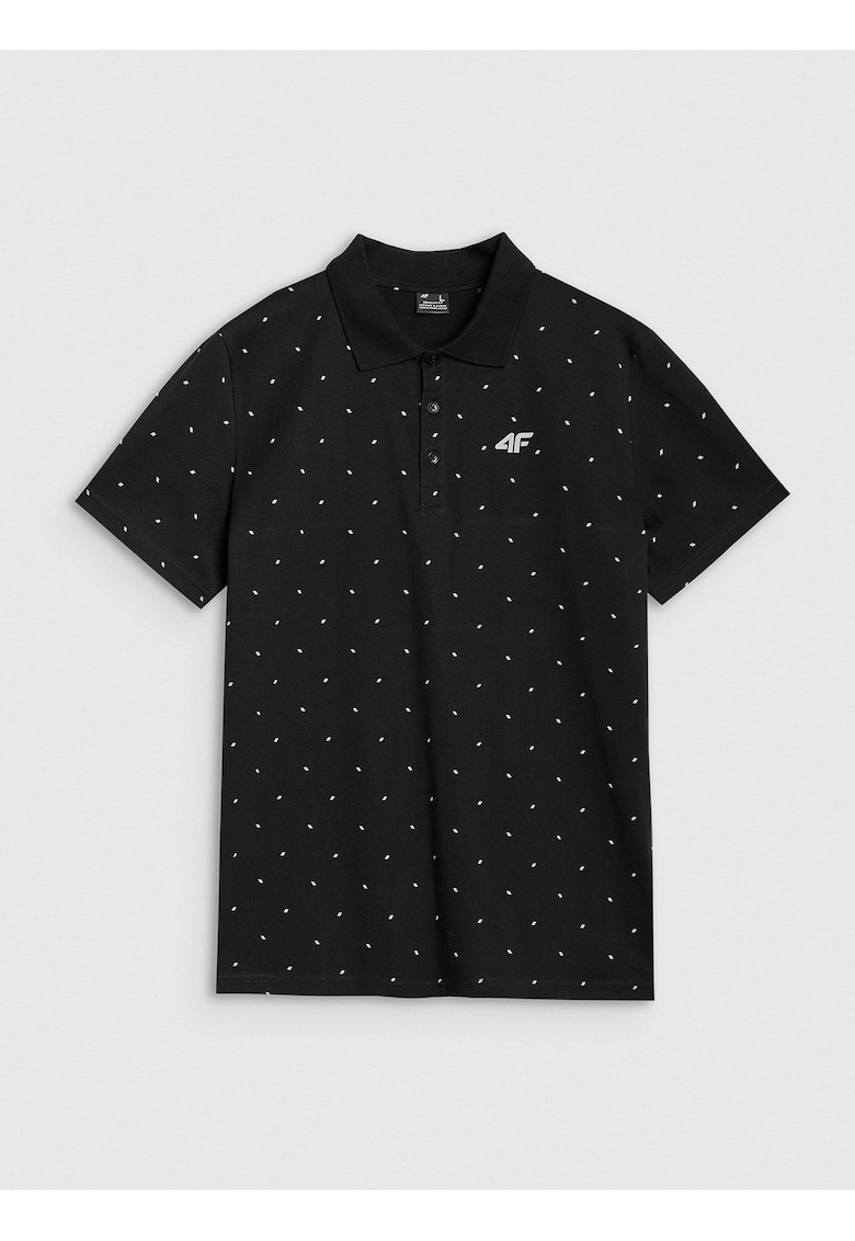 Tricou polo  barbati - negru - 100% bumbac - croiala regulata - imprimeu integral