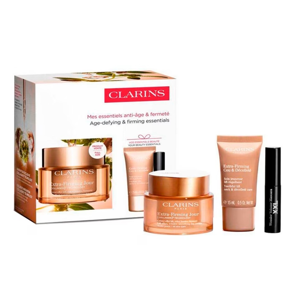 Oferte la Set Clarins Extra-Firming – Crema de Zi Antirid 50 ml + Crema Gat & Decolteu 15 ml + Mascara