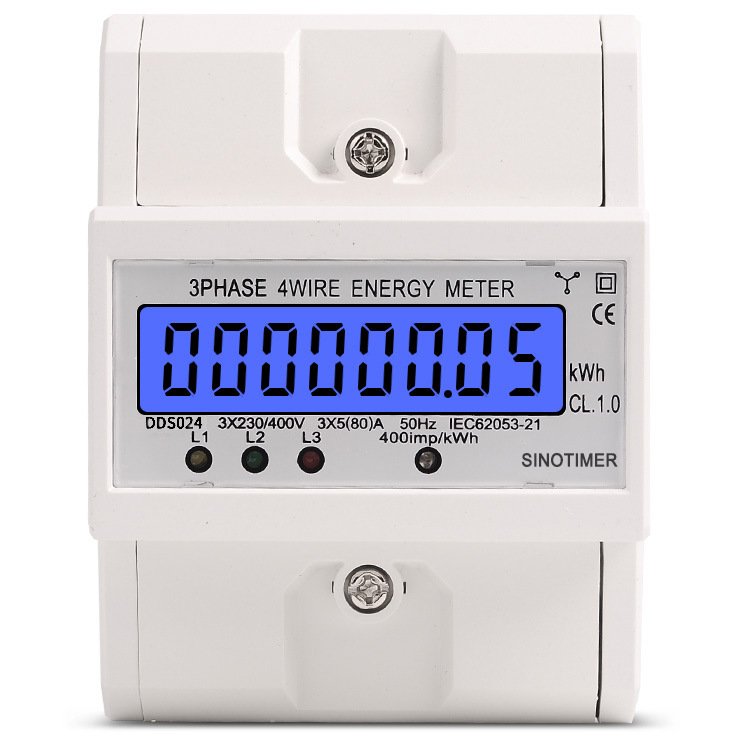 Oferte la Contor de energie trifazic Sinotimer DDS024, 3P+N, 3 230/400V, 5(80)A, afisaj LCD, montaj sina DIN, Clasa 1.0