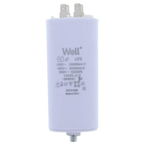 Condensator pornire motor 400V 60uF cu pin, Well MOTCAP-60UF-PN-WL
