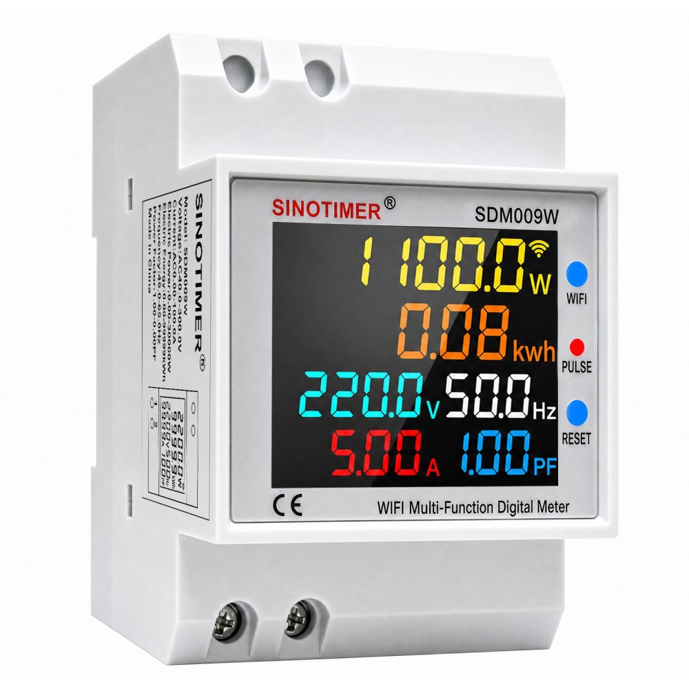 Oferte la Contor inteligent WiFi Sinotimer SDM009W, 100A, monitorizare consum energie, afisaj LCD color, Tuya Smart, montaj sina DIN