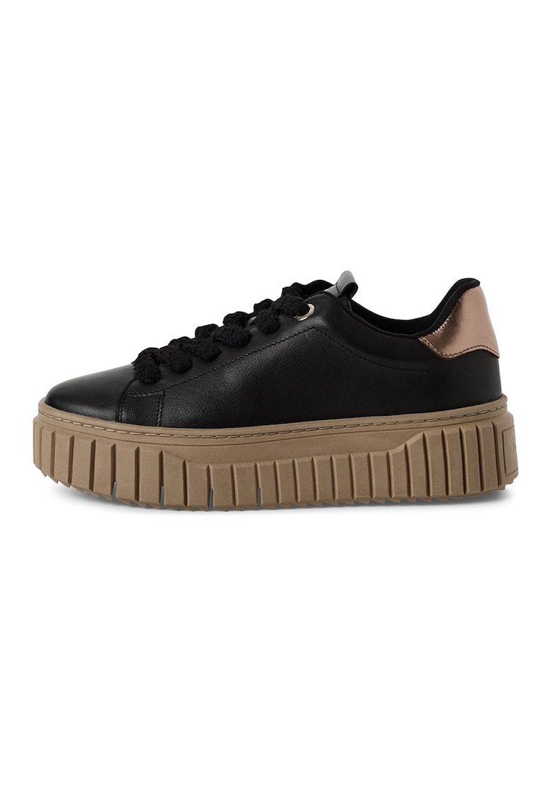 Pantofi sport low cut din piele - Auriu/Negru/Caramel