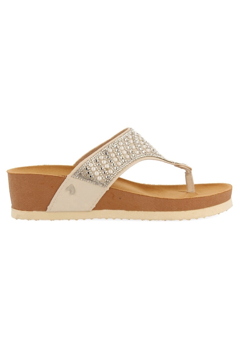 Papuci flip-flop wedge Bidmin - Alb