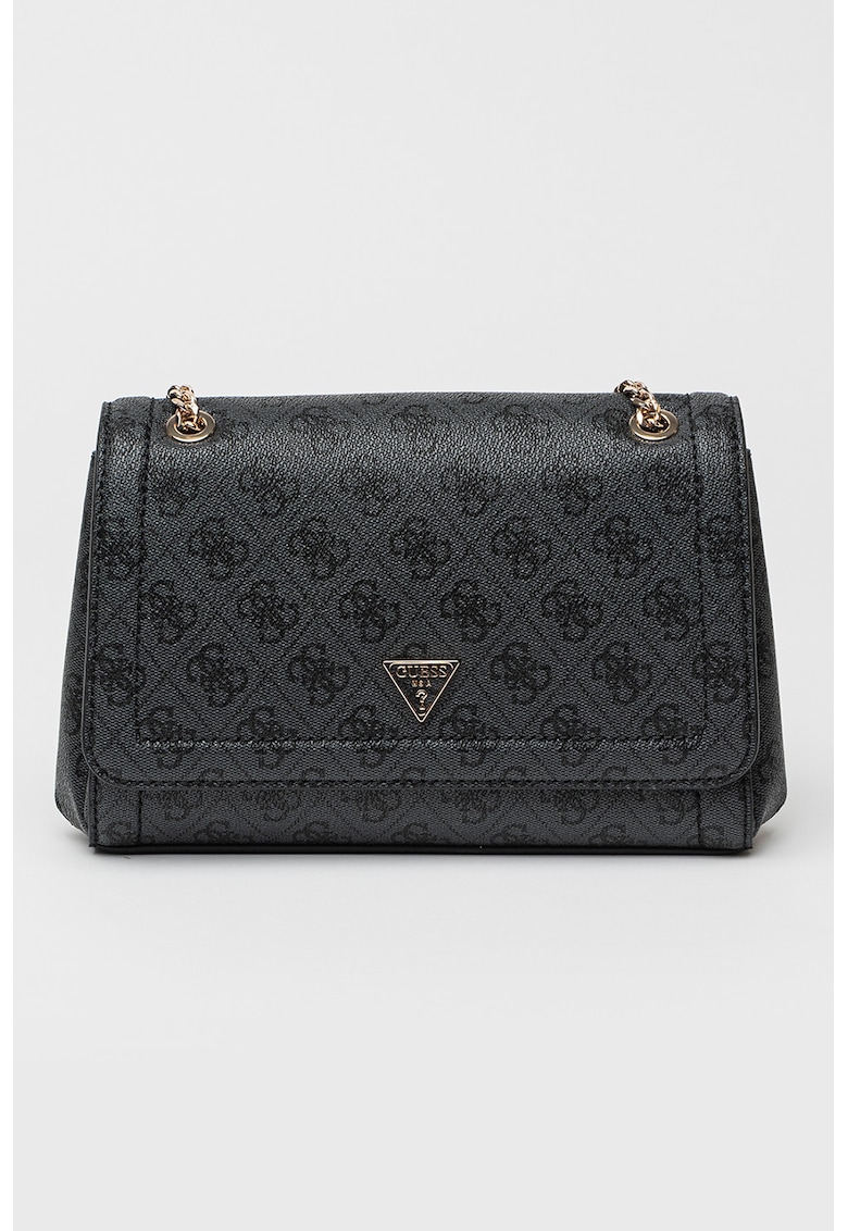 Geanta crossbody din piele ecologica cu model monograma Noelle - Gri carbune