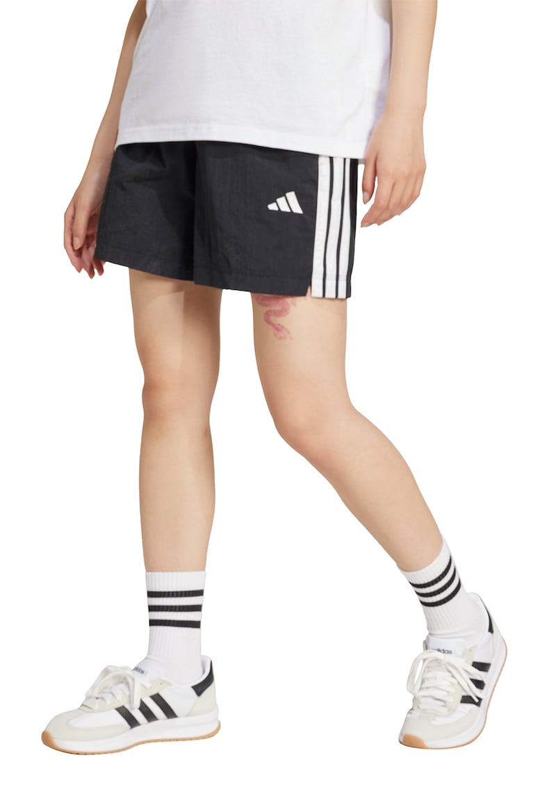 Pantaloni scurti cu talie ajustabila - Alb/Negru stins