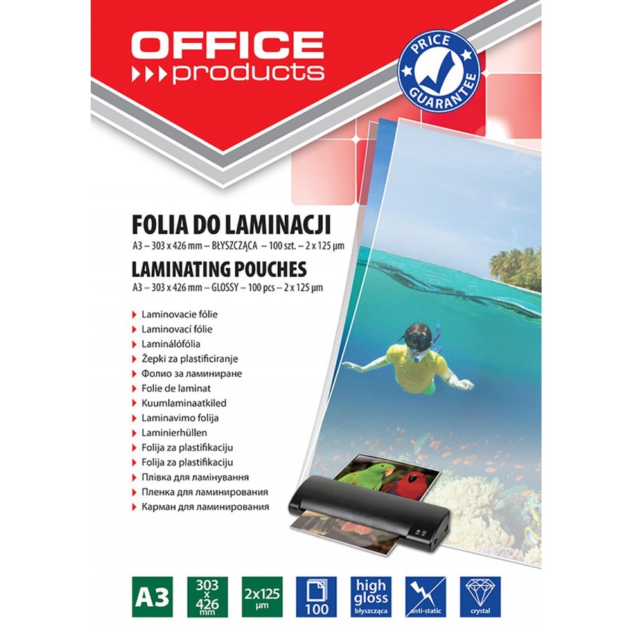 Folie de laminat Folie pentru laminare, A3 125 microni 100buc/top Office Products
