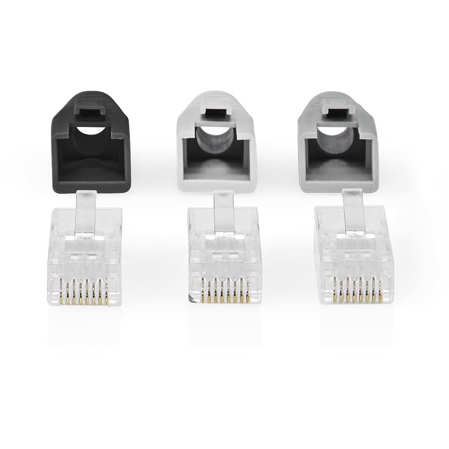 Set Conector Retea UTP Cat 6 RJ45 Tata Pass Through Gri
