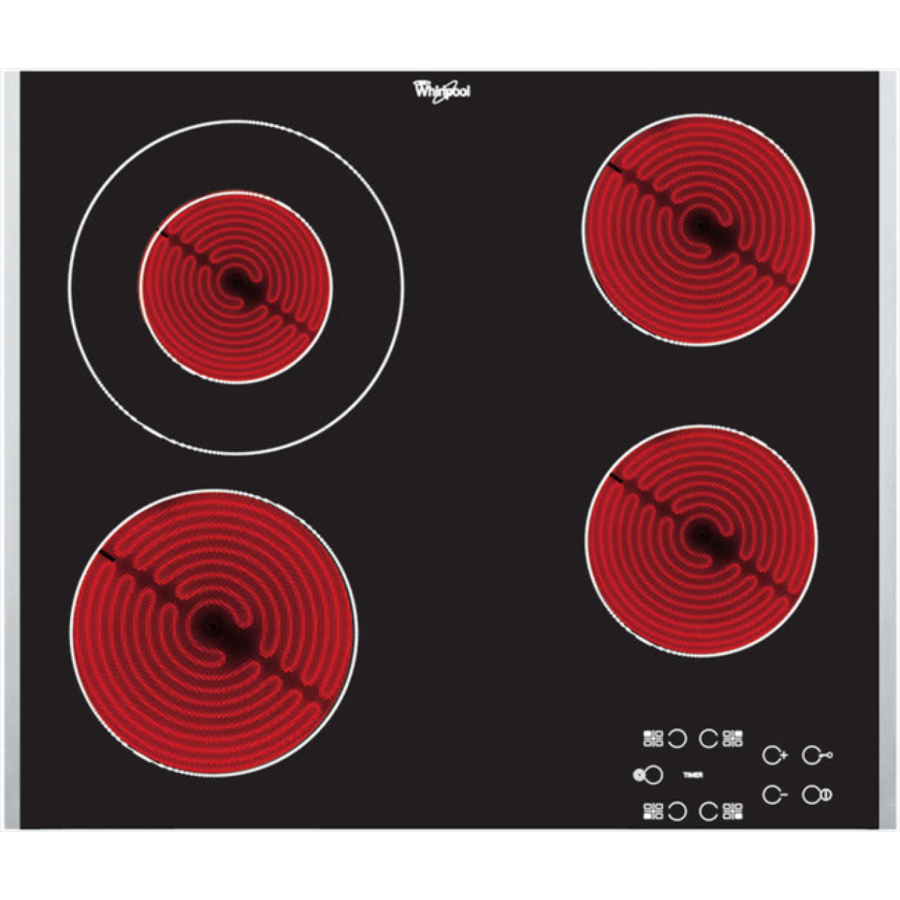 Plita electrica incorporabila Whirlpool AKT 8130/LX, Vitroceramica, 4 Zone de gatit, Panou digital, Timer, 58 cm