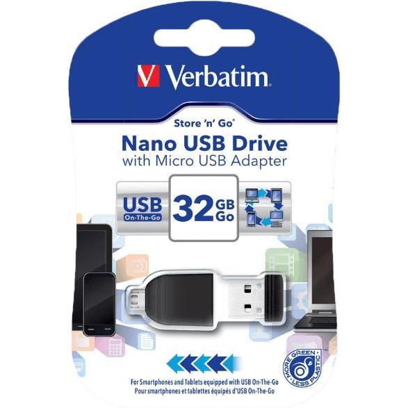 Memorie USB Verbatim "Nano" 32GB USB2.0 pendrive + adaptor Micro USB  (49822)