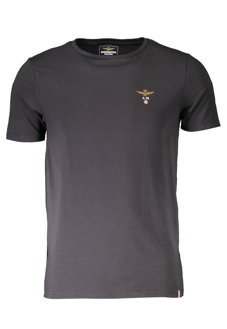 Tricou barbati cu aplicatie logo discreta - - Negru