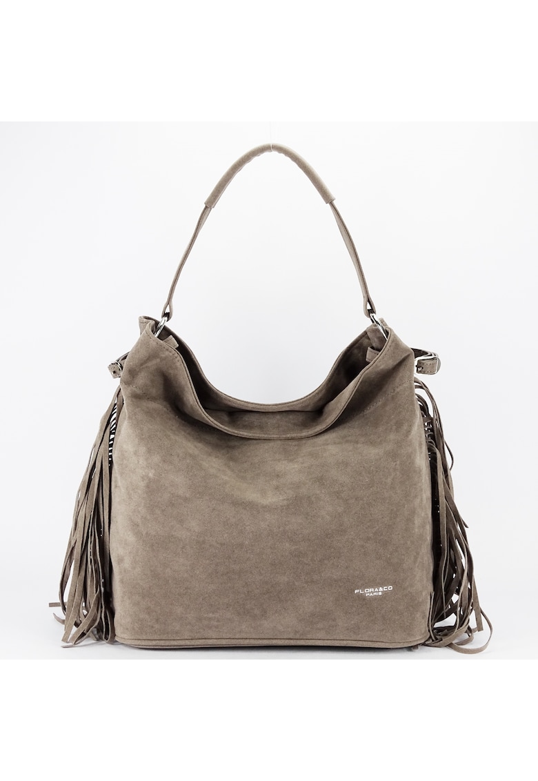 Geanta taupe  cu franjuri F7518 M4 18061 - Maro taupe