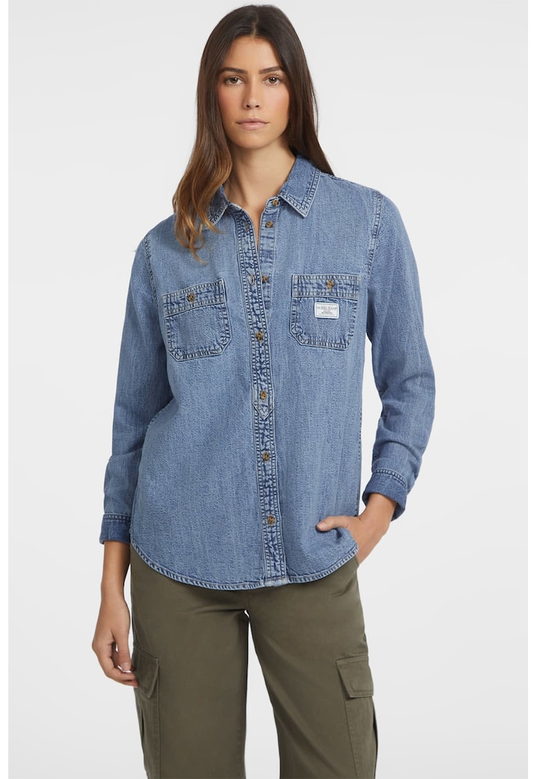Camasa din denim cu buzunare pe piept - Albastru
